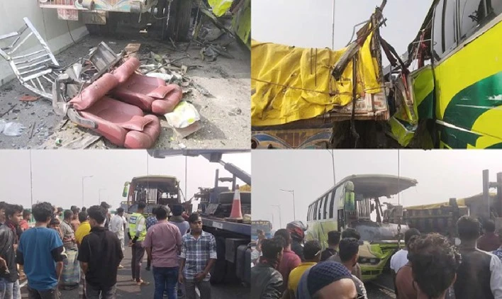 মহাসড়কে বাস-ট্রাক সংঘর্ষে প্রাণ গেল তিন জনের